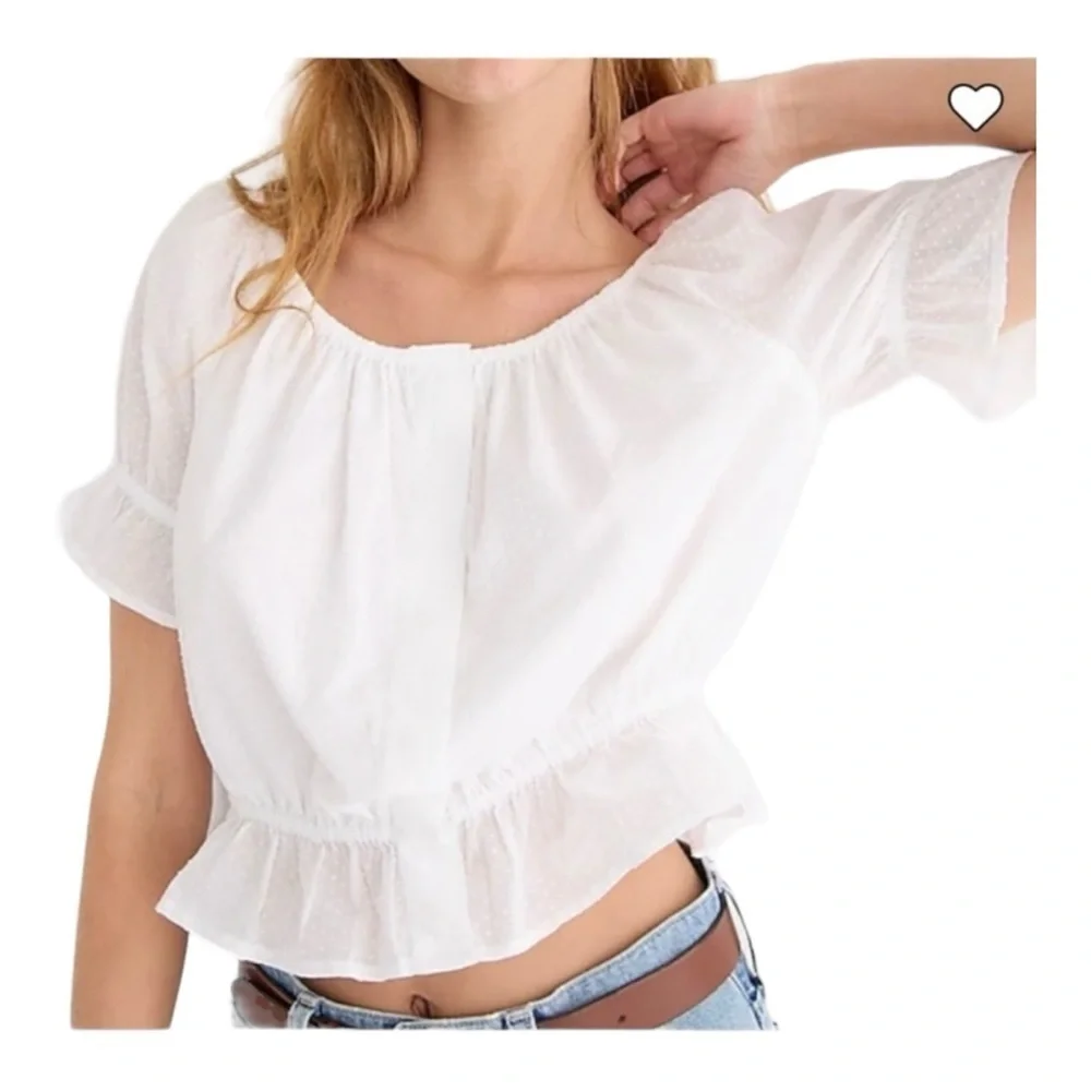 J. Crew Gathered Scoopneck Top in Swiss Dot